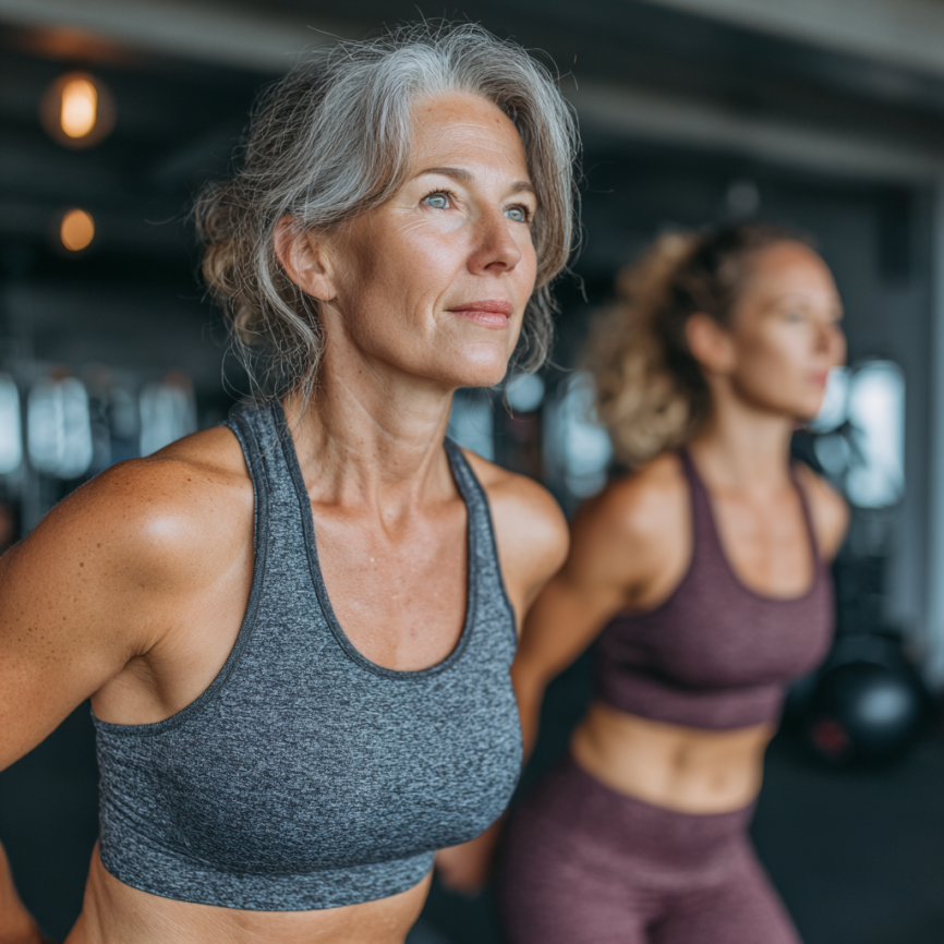 Seniors in fitness class