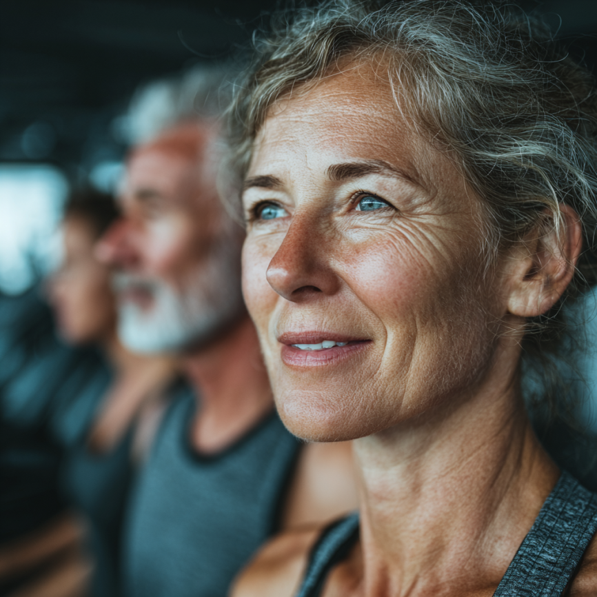 Senior doing stretching exercises